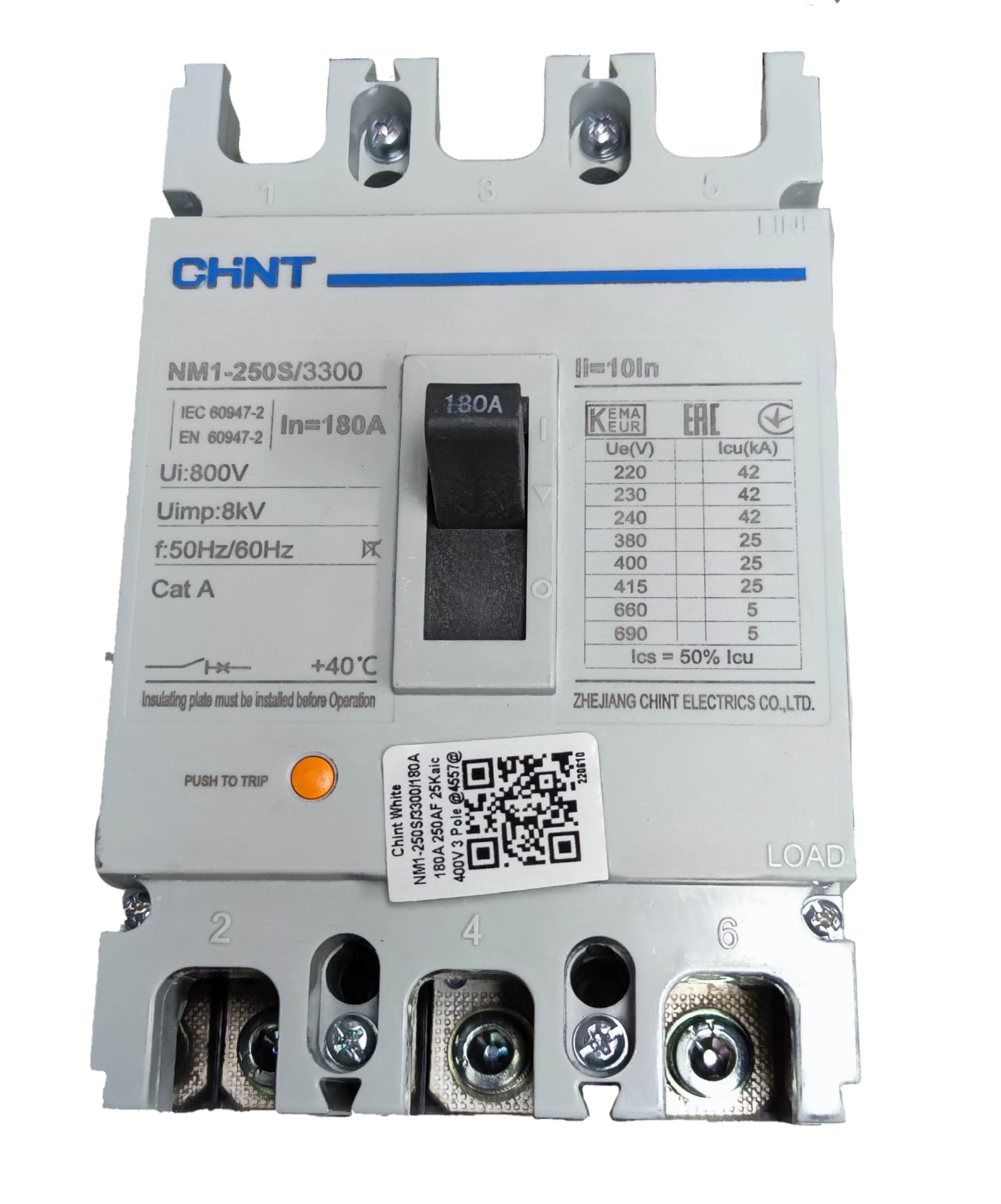 180A 3 Pole Industrial Circuit Breaker 25KAIC 220V ( CHINT) Lazada PH