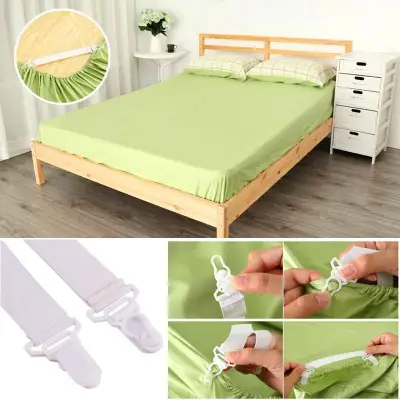 U HOME 4 Pcs White Bed Sheet Mattress Cover Blankets Home Grippers Clip Holder Fasteners Elastic Straps Fixing Slip-Resistant Belt