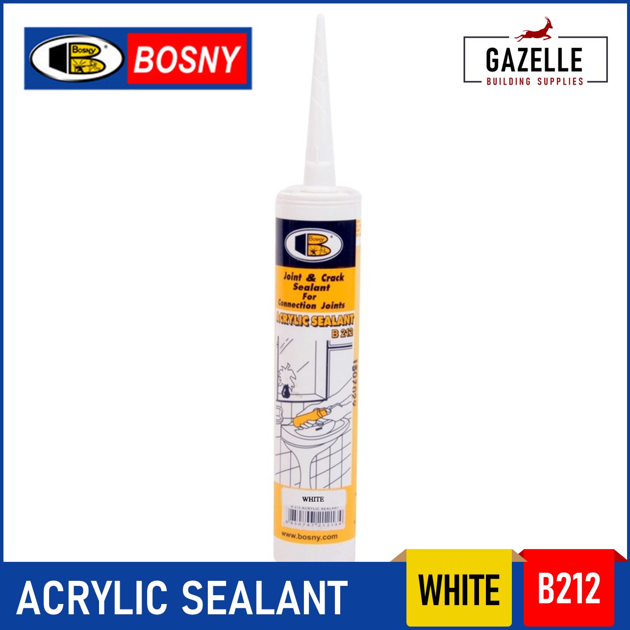 Bosny Acrylic Sealant B212 300ml Joint Crack Sealant Paintable