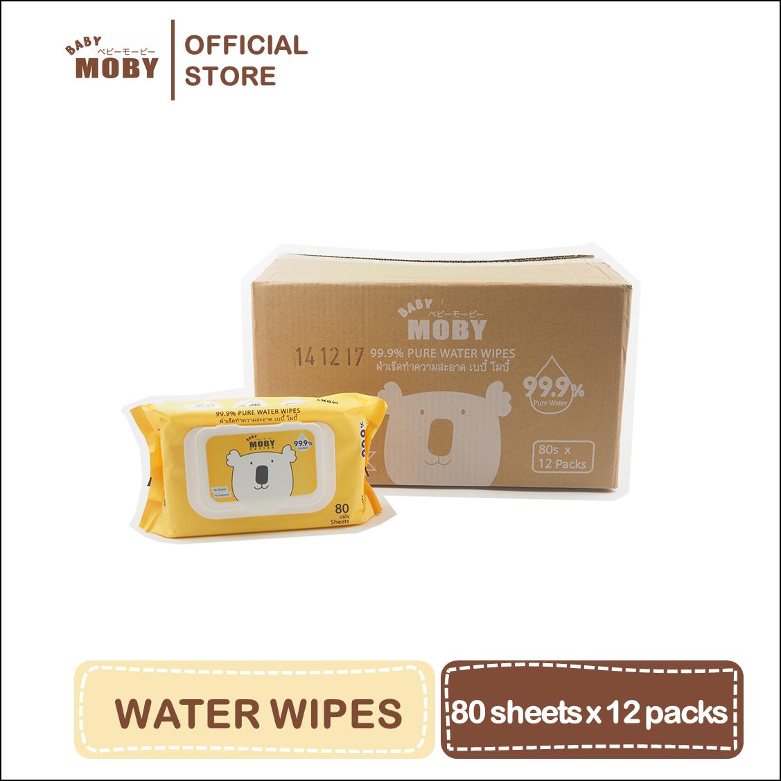 Baby Moby 99.9% Water Wipes 80 Sheets (12 Packs) | Lazada PH