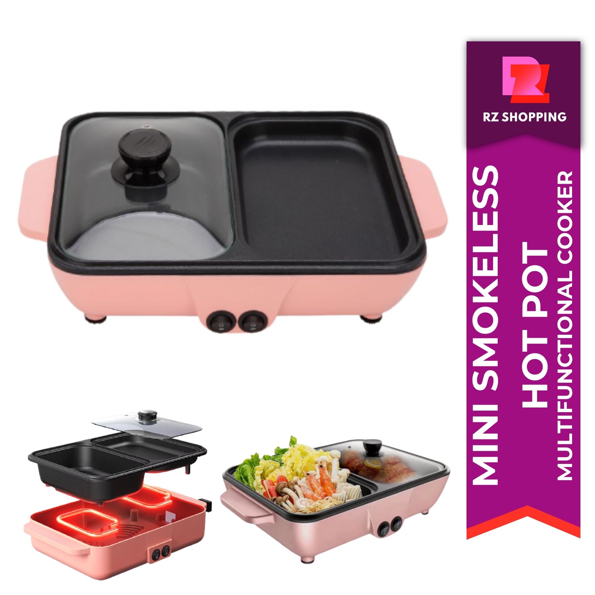 Multifunctional Smokeless Electric Cooker Mini Hot Pot Barbecue Grill,Pots,Electric Grill,Grill