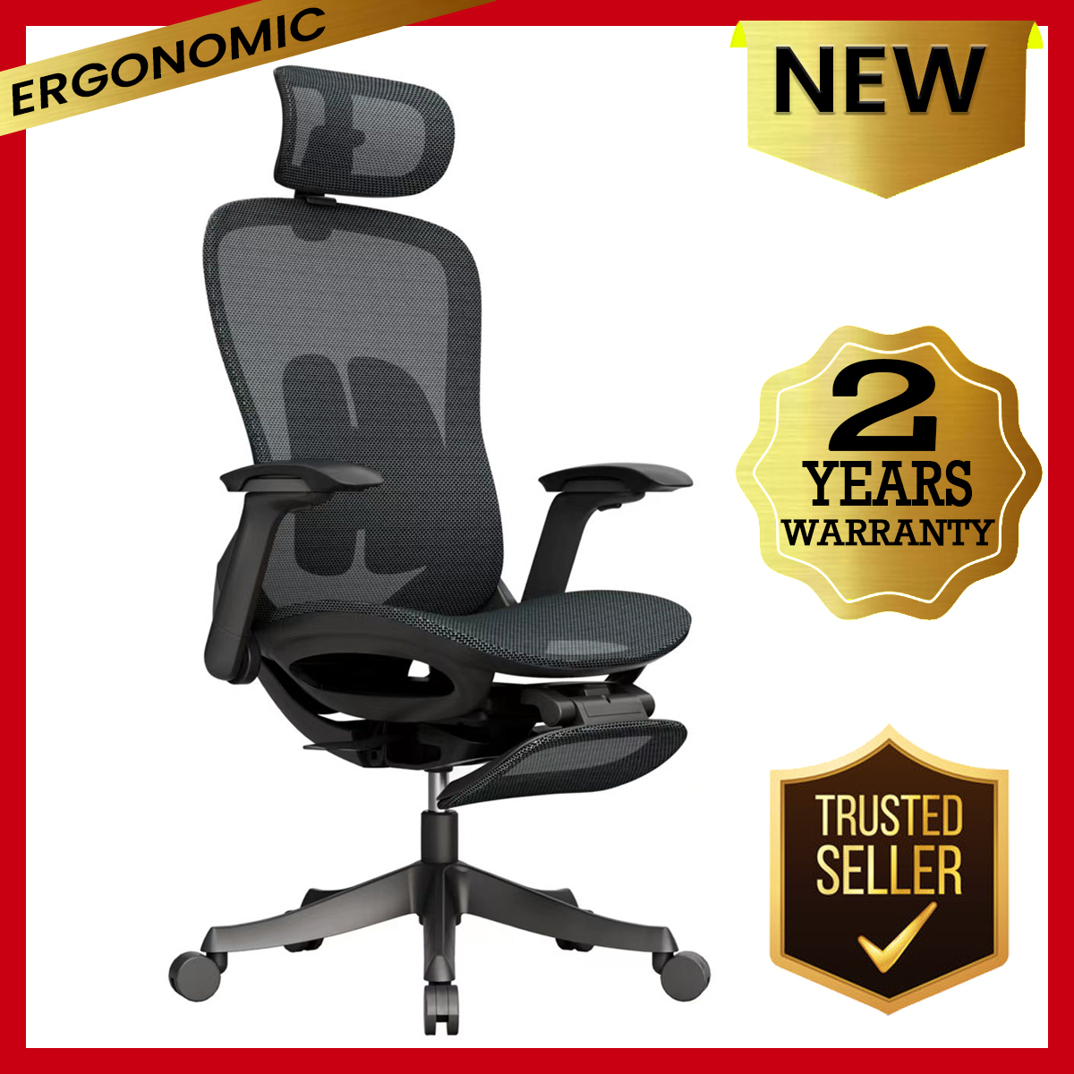 XTM Premium A99 XL Ergonomic Office Chair (4D Armrest) (Black, Grey