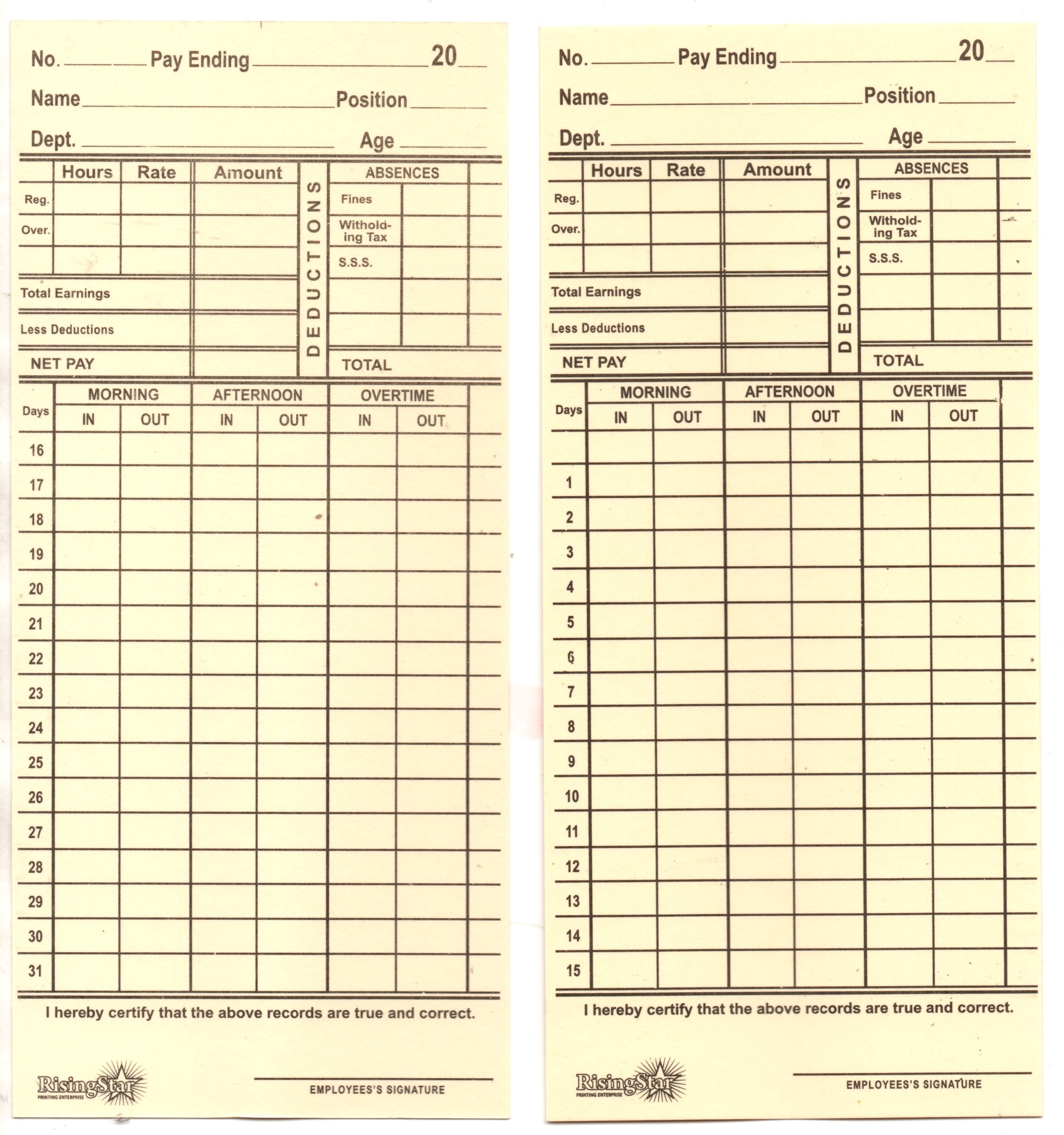 Daily Time Record Guidelines Printable Templates Free