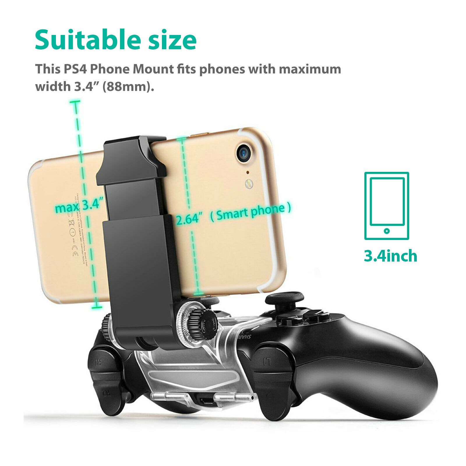 Ps 4 cell mobile phone smart clip clamp holder stand bracket for ps4 slim pro game controller 4 with usb #1025