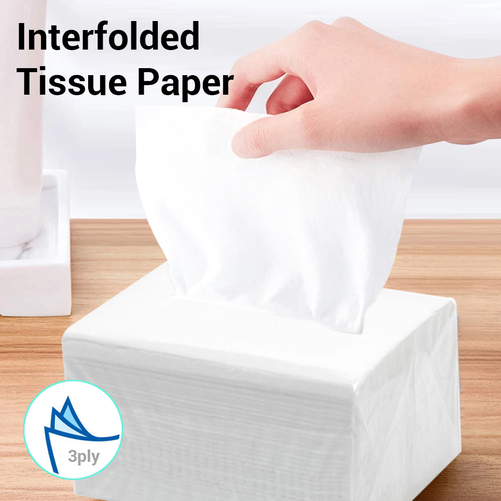 Soft Facial Interfolded Tissue Paper 3-Ply Pocket Toilet Bathroom ...