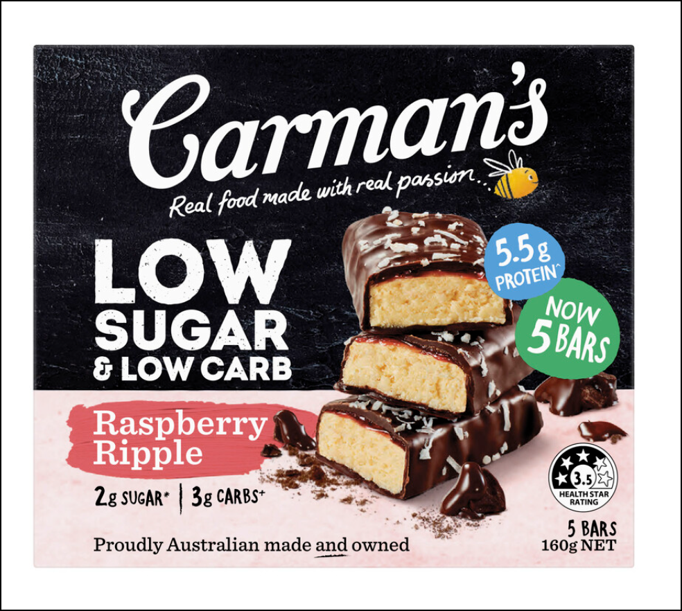 Carman's Low Sugar Low Carb Raspberry Ripple Whip 160g - Expiry Date 24 ...