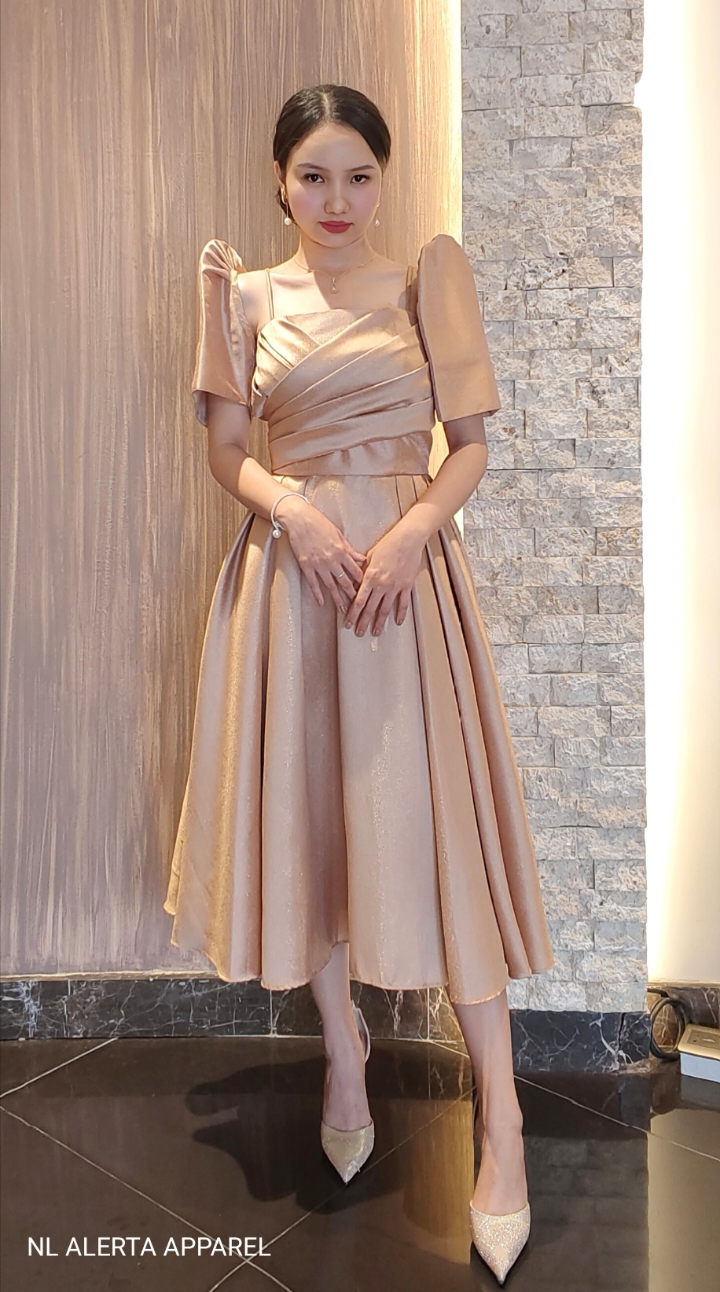 MODERN FILIPINIANA IN MESTIZA TOP AND SPAGHETTI DRESS FOR