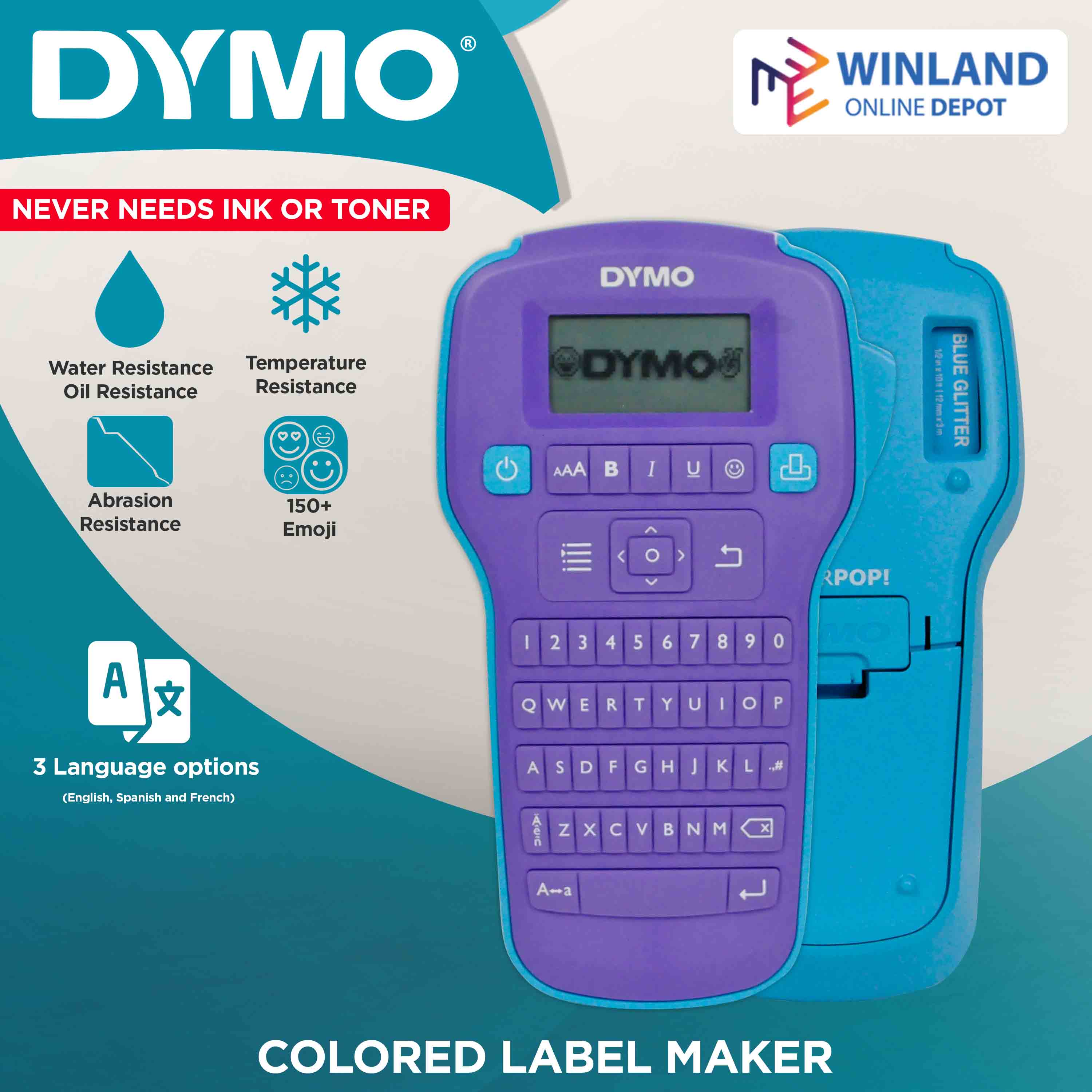 DYMO COLORPOP Color Label Maker, Handheld, Purple