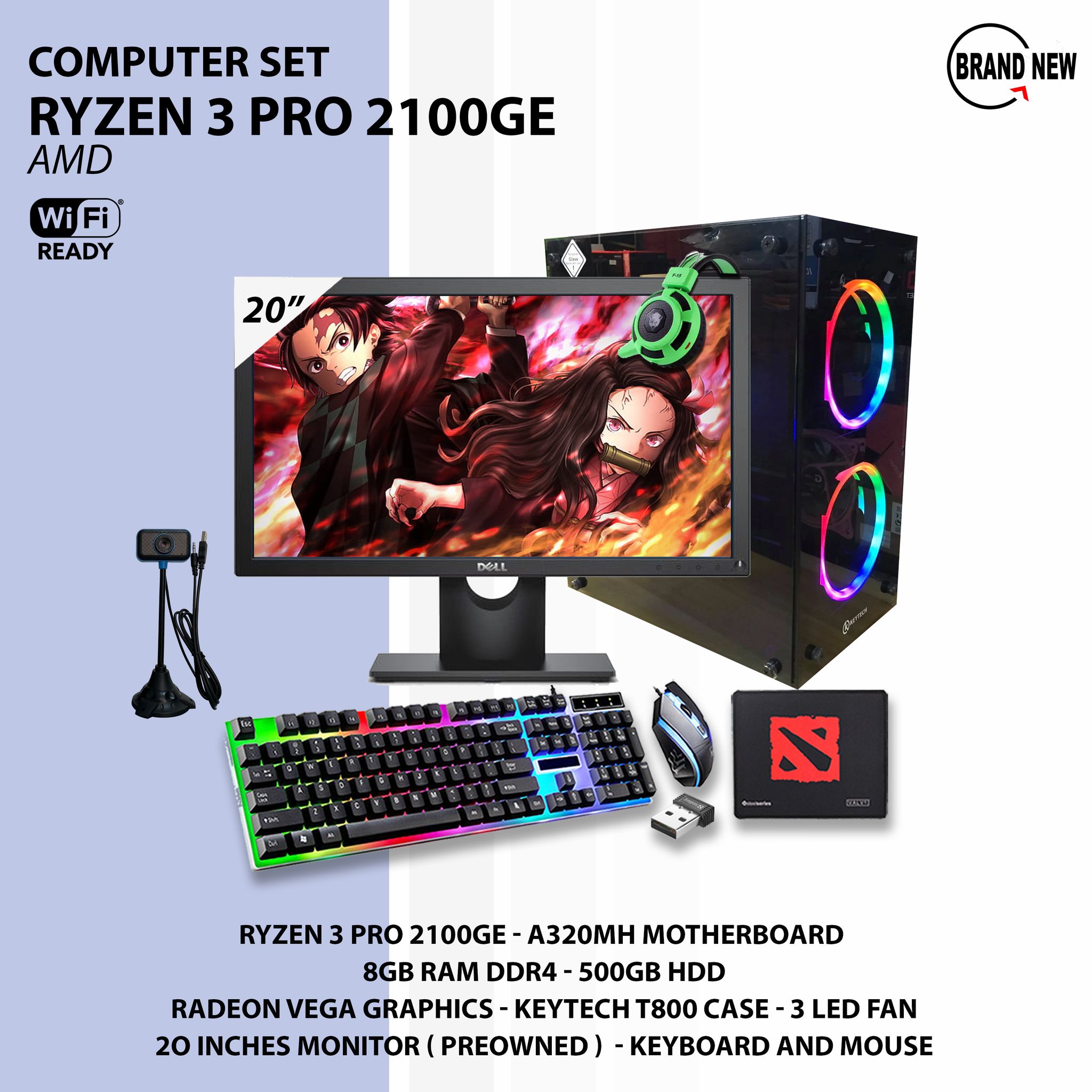 GAMING DESKTOP SET ( Ryzen 3 2100GE Processor, A320 Motherboard, 8GB