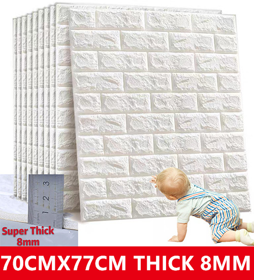 10 X PE Foam 3D Brick Wall Sticker Self-Adhesive DIY Wallpaper Panels 77cmx70cm 