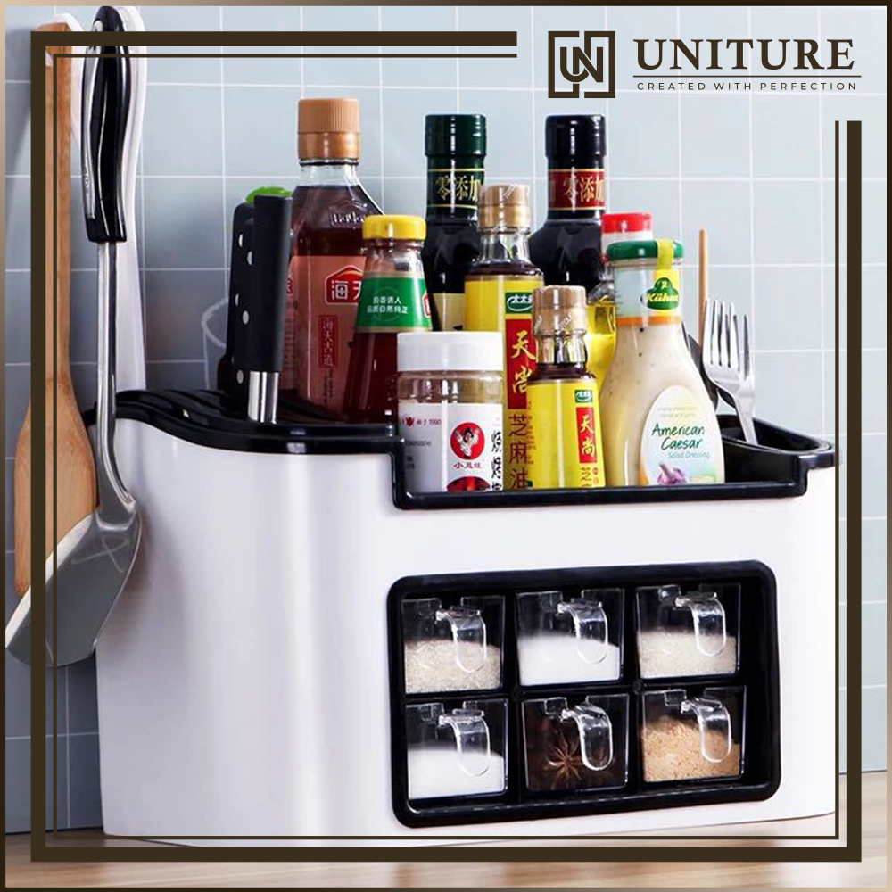 UNITURE Multifunctional Kitchen Storage Rack Six Seasoning Container