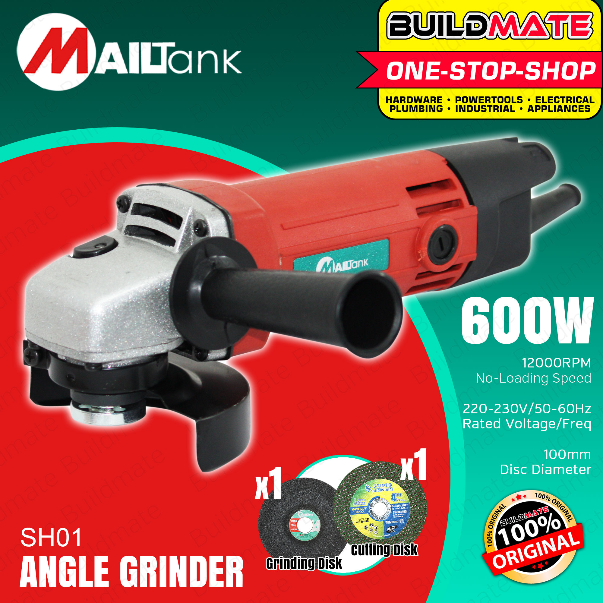 MAILTANK Angle Grinder 600W 100mm Wood Cutting Saw Metal Polishing