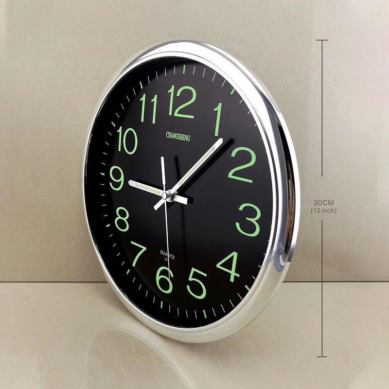 12inch Modern Luminous Large Quartz Wall Clock Glow In The Dark Bedroom