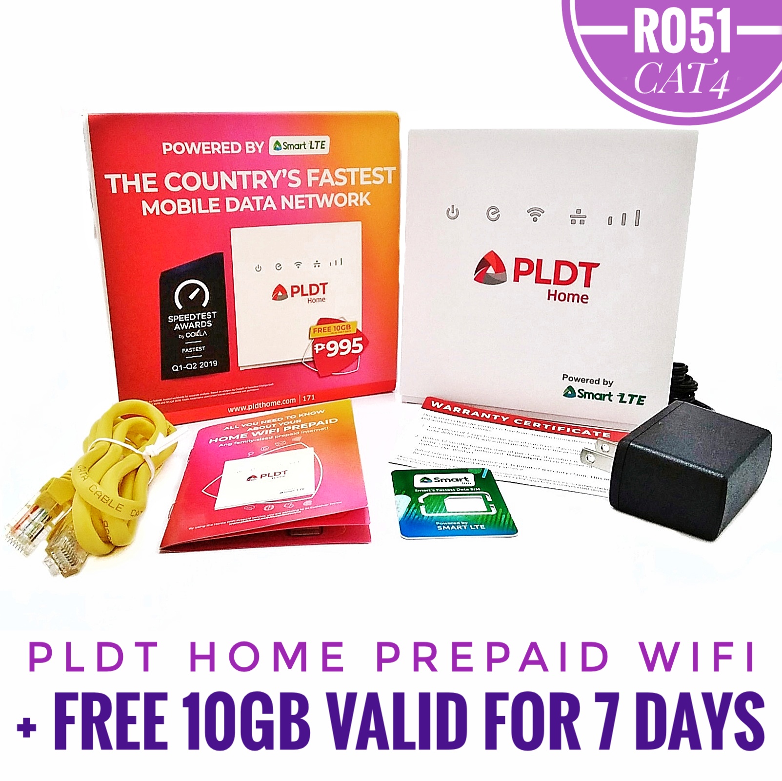 PLDT Home Prepaid Wifi Complete Set Model R051 CAT4 Lazada PH