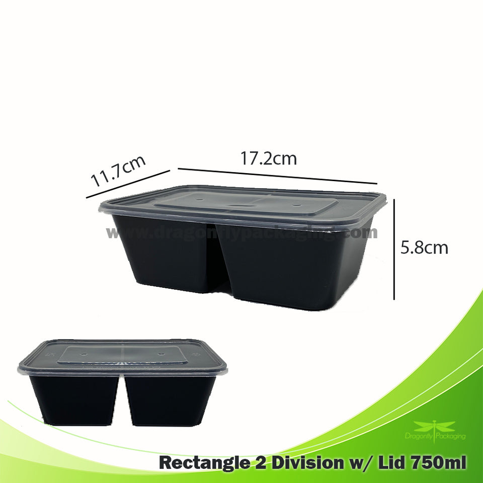 [Wholesale] Dragonfly 2 750ml Division Black Meal Box, Bento Box