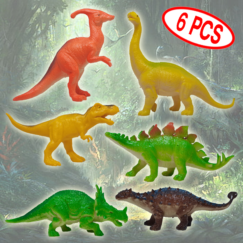 6 Pcs Dinosaur Mini Figure Toys Plastic Assorted Realistic Dinosaur