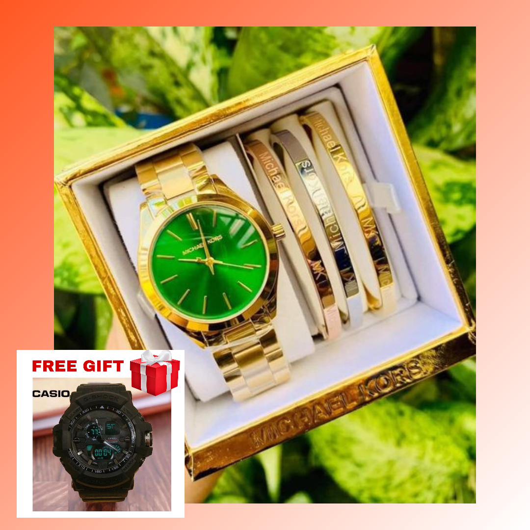 MK michael kors watch High quality pawnable watch with box and paper bag  watchforwomen, watchformen original michael kors watch FREE BANGLE FREE  GSHOCK gold green dial | Lazada PH