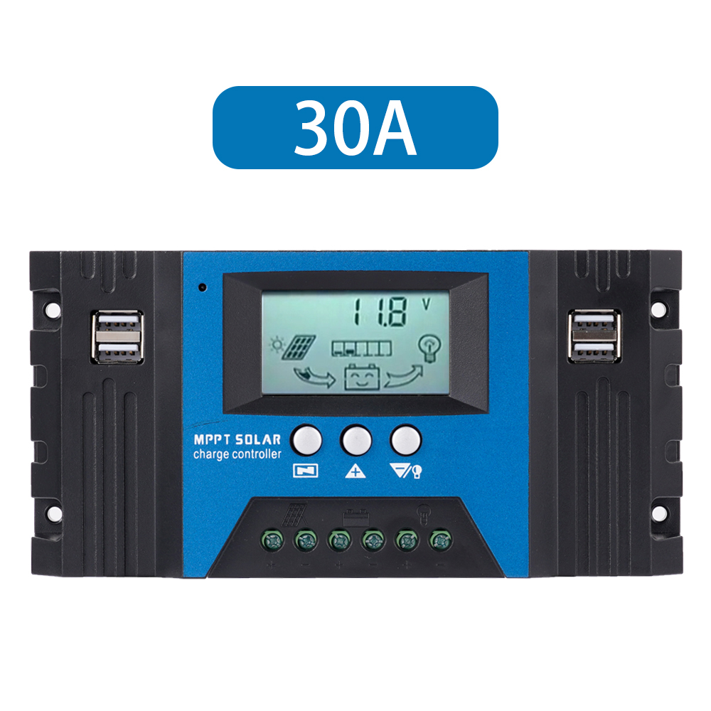 30-100a new solar charge controller lcd usb 12v/24v solar panel battery charging regulator car battery solar panel photovoltaic pow parts