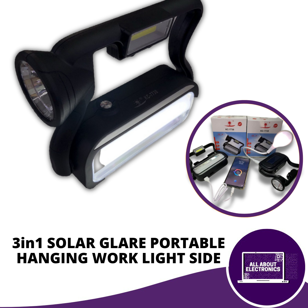 [Best Seller] Rechargeable KC7730 3 in 1 Solar Glare Portable Hanging