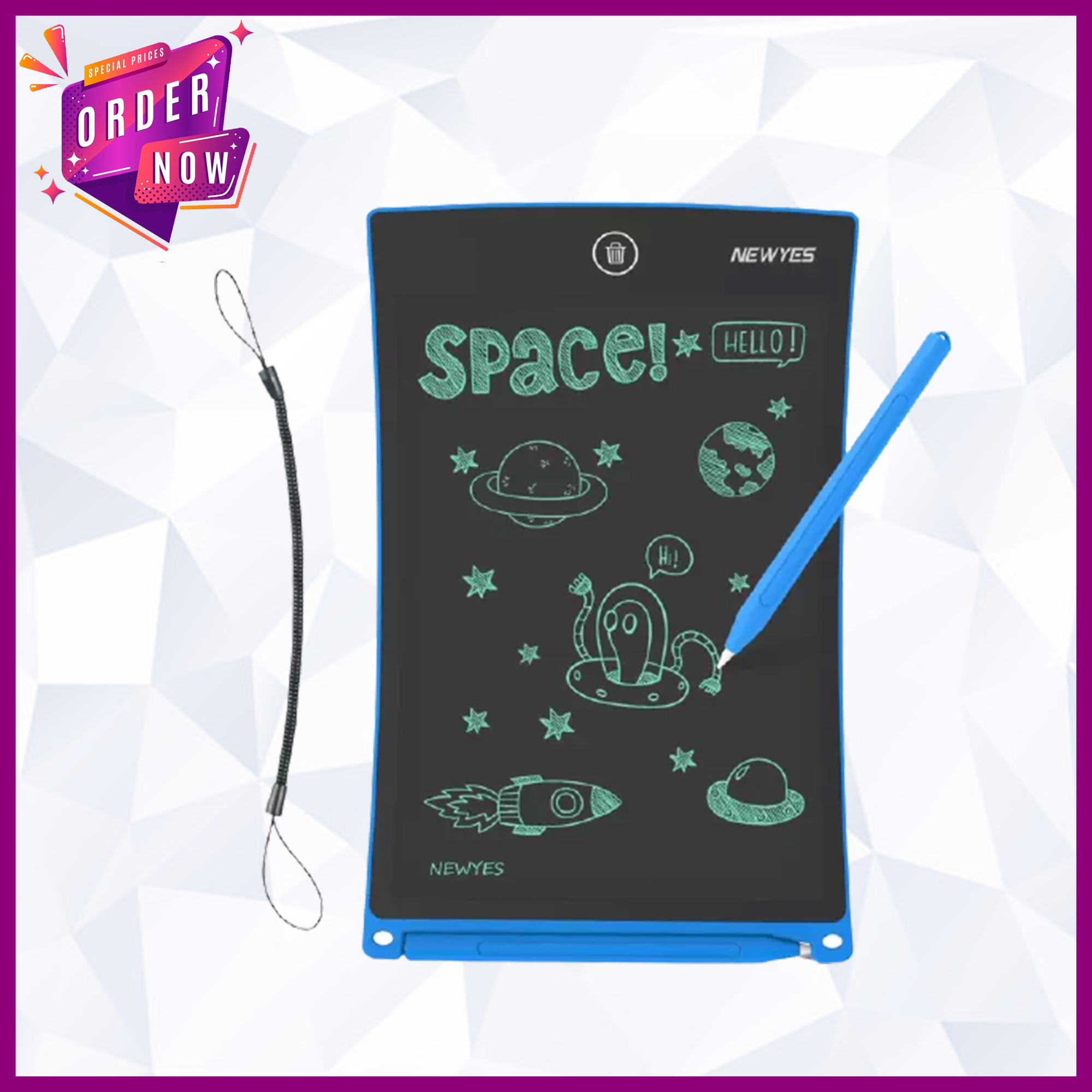Blue NEWYES 8.5 Inch Doodle Pad LCD Writing Tablet Kitchen Fridge Memo Board Toys for Kids 