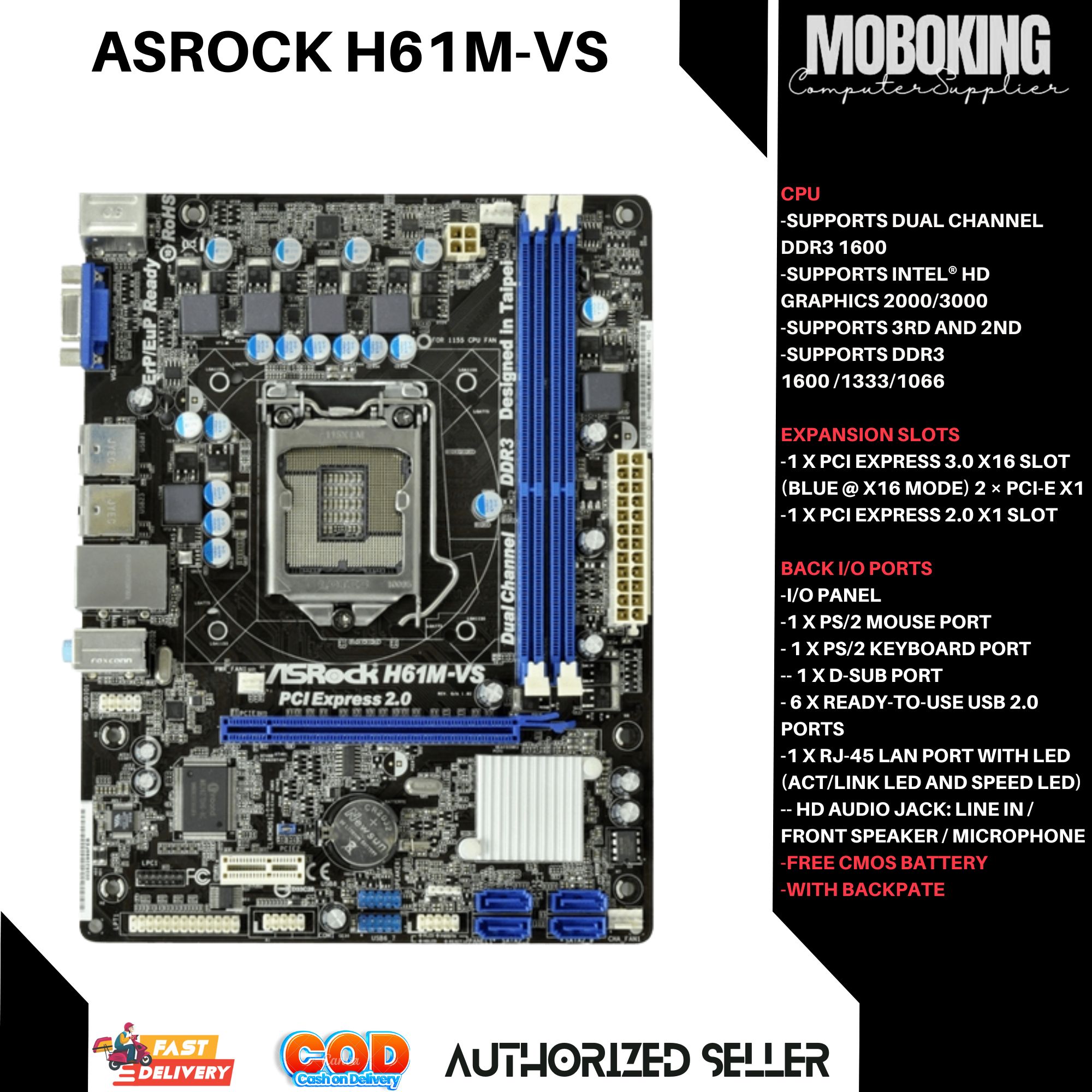 新到着 LGA H61 Intel マザーボード H61M-VS3 ASROCK 美品 1155 DDR3