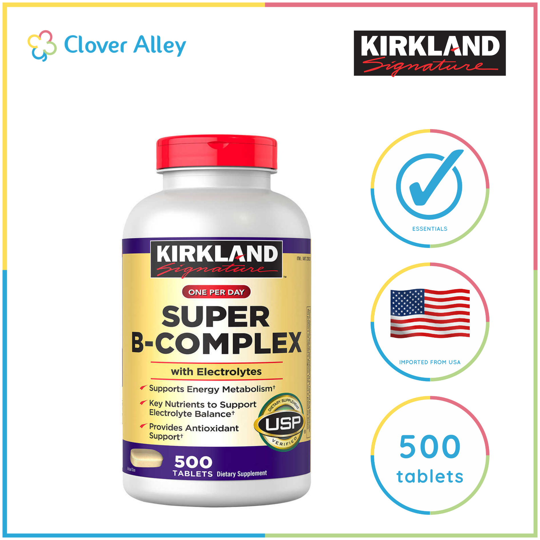 Kirkland Super B Complex With Electrolytes 500 Tablets (01/2026 Expiry ...