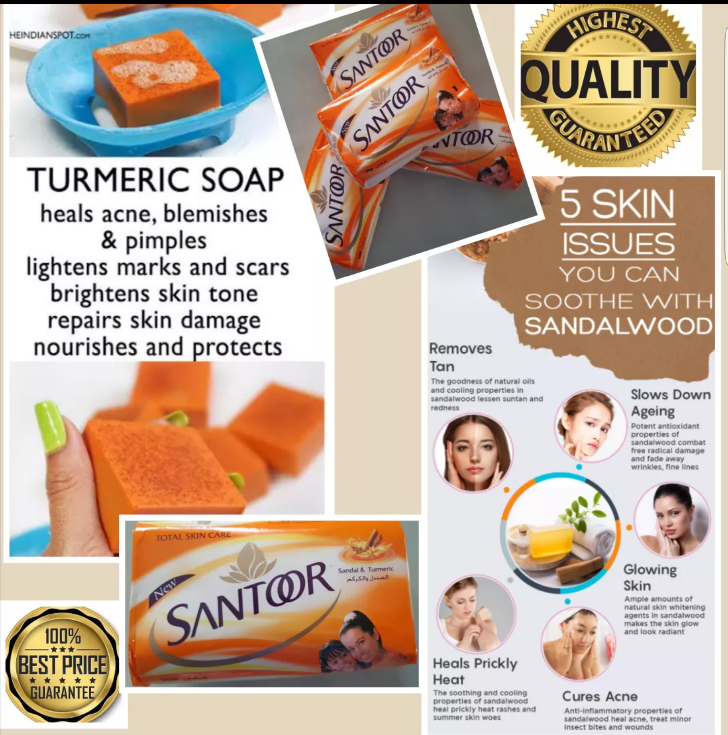 Santoor turmeric and sandalwood soap 125g Lazada PH