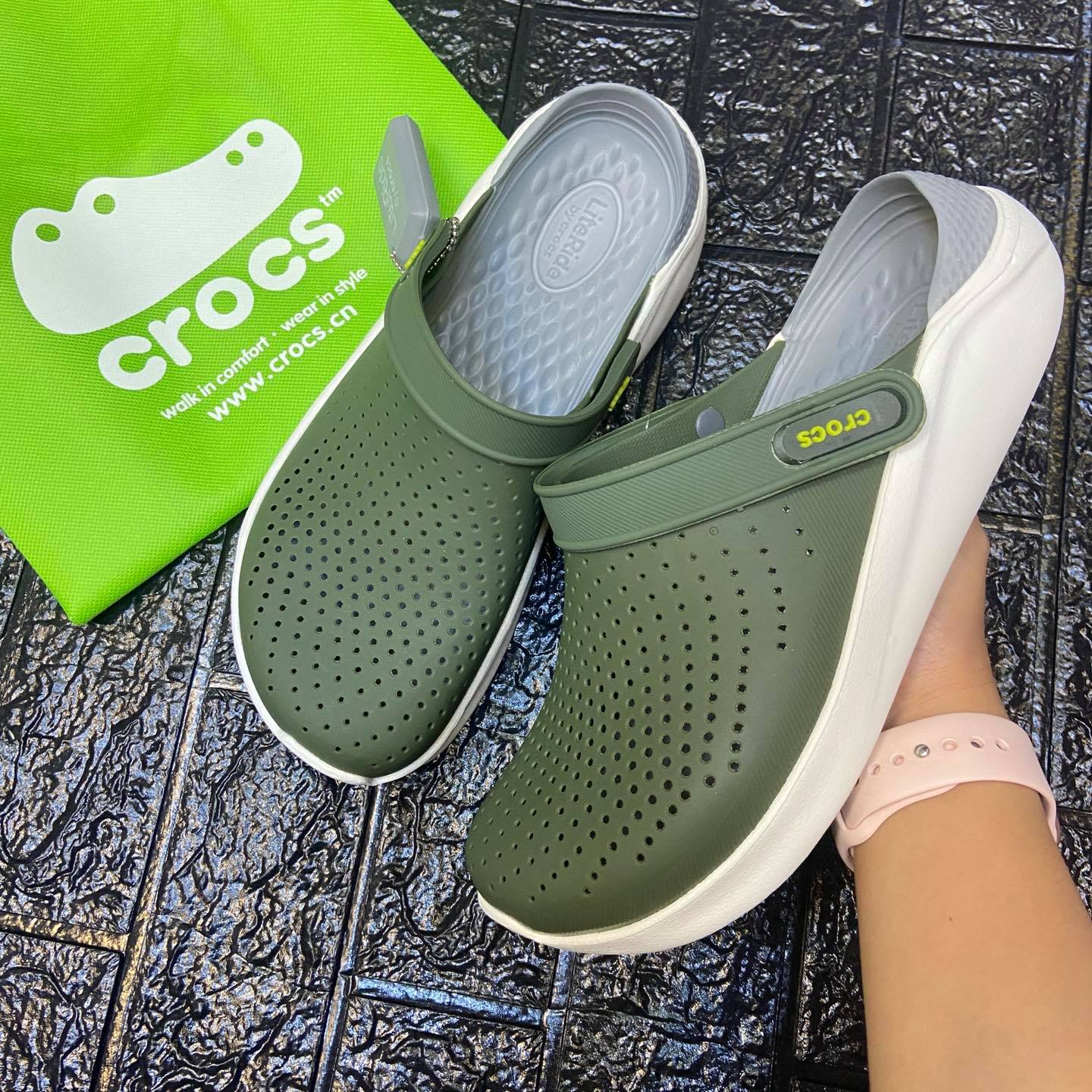 crocs literide grey green