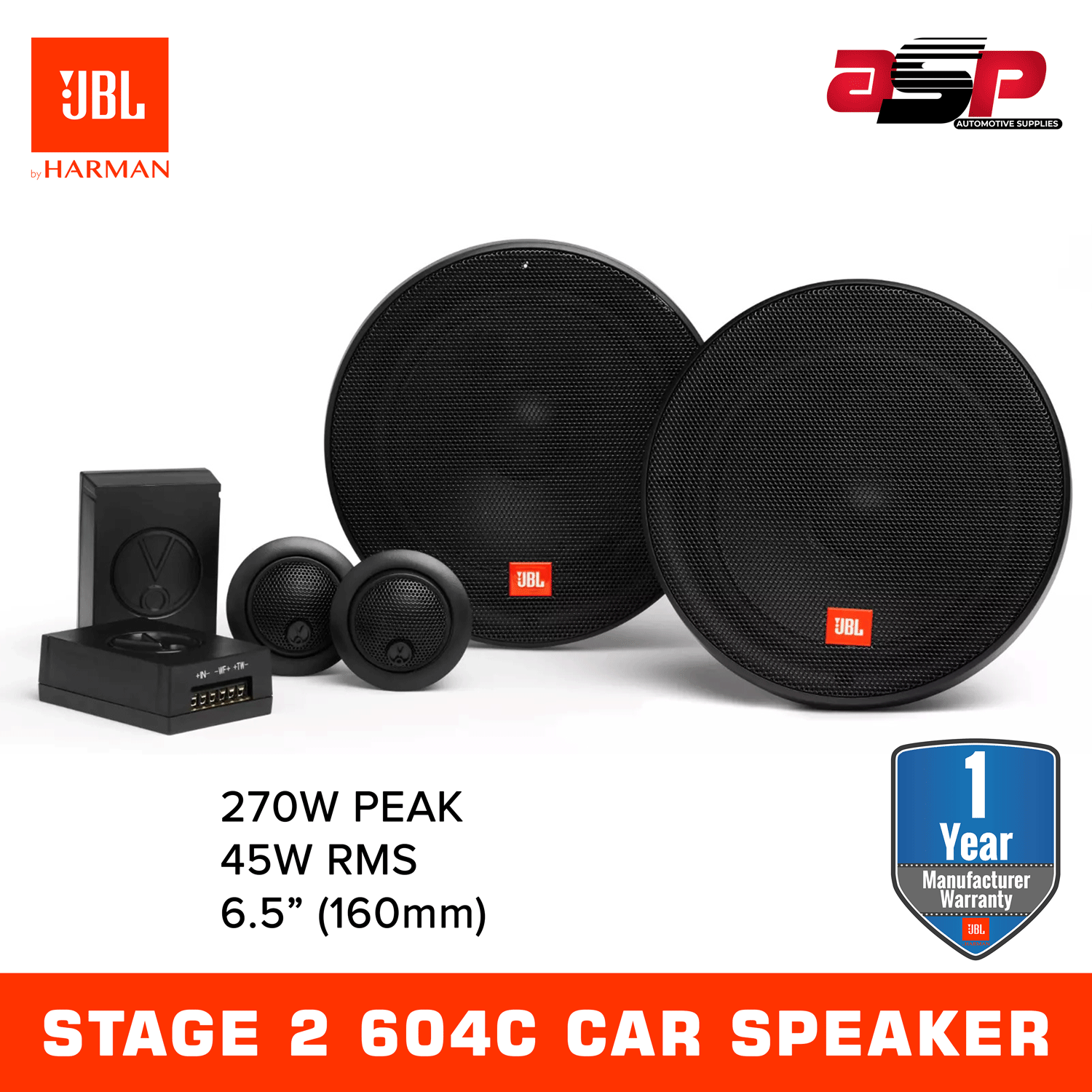 JBL Stage2 604C Way Component Car Speaker System 45W RMS
