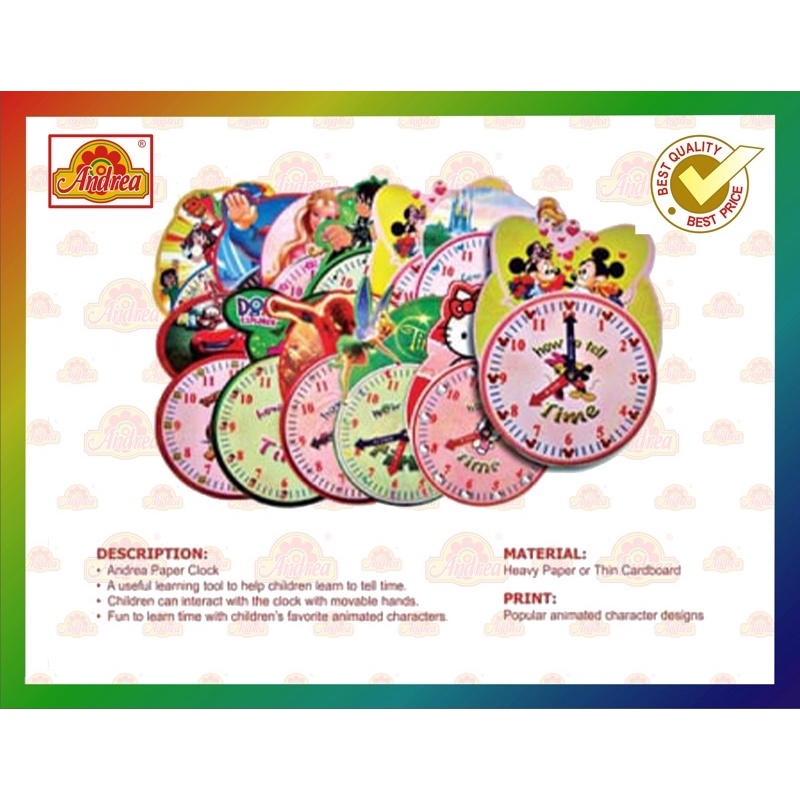 12pcs. PAPER CLOCK with Different Designs Gold Mind Everyday Low