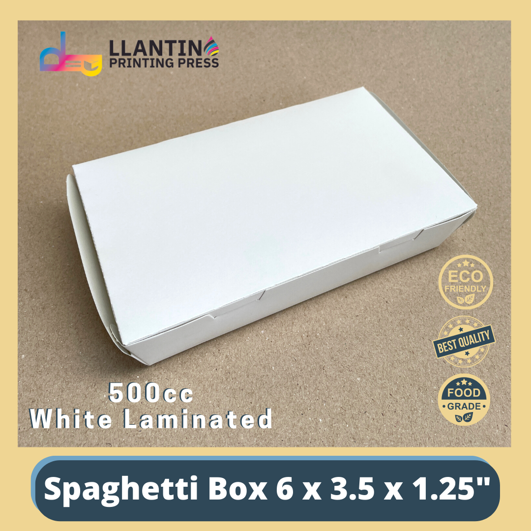 50 pcs Spaghetti Box 500cc White Laminated Lunch Meal Box