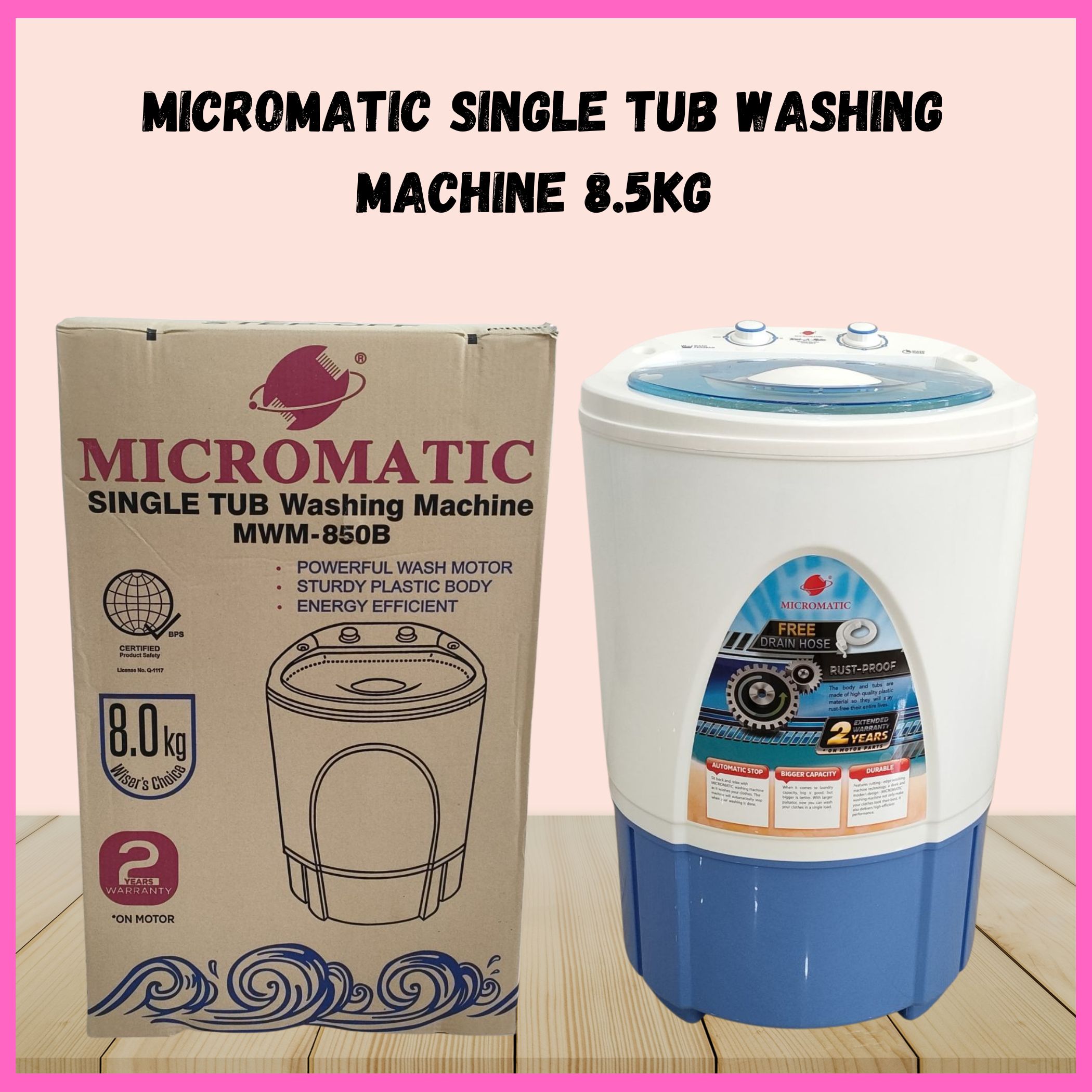 Micromatic Single Tub Washing Machine 8.5kg / Heavy duty / Large