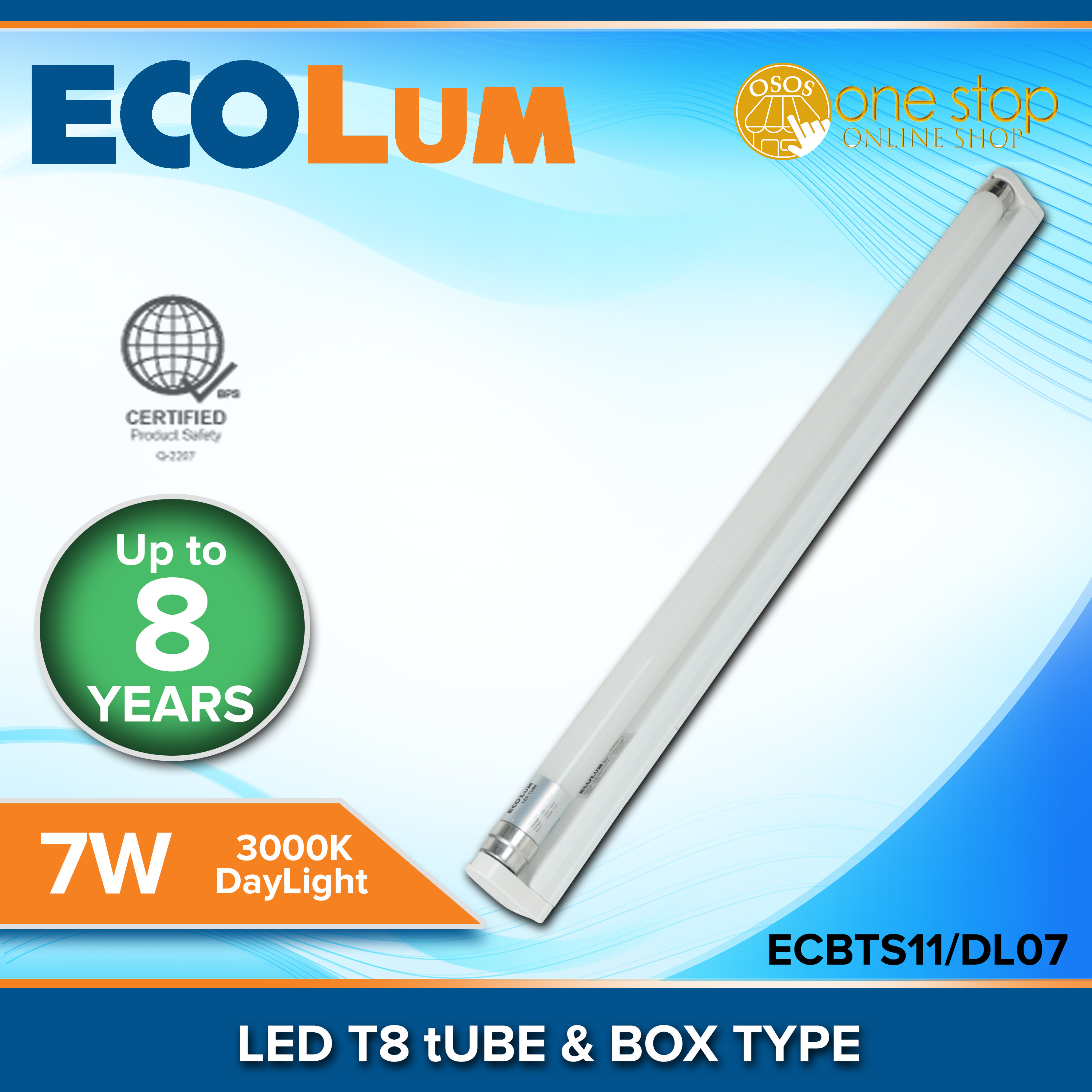 Firefly Ecolum Original 7watts Led T8 Tube And Box Type Set Daylight