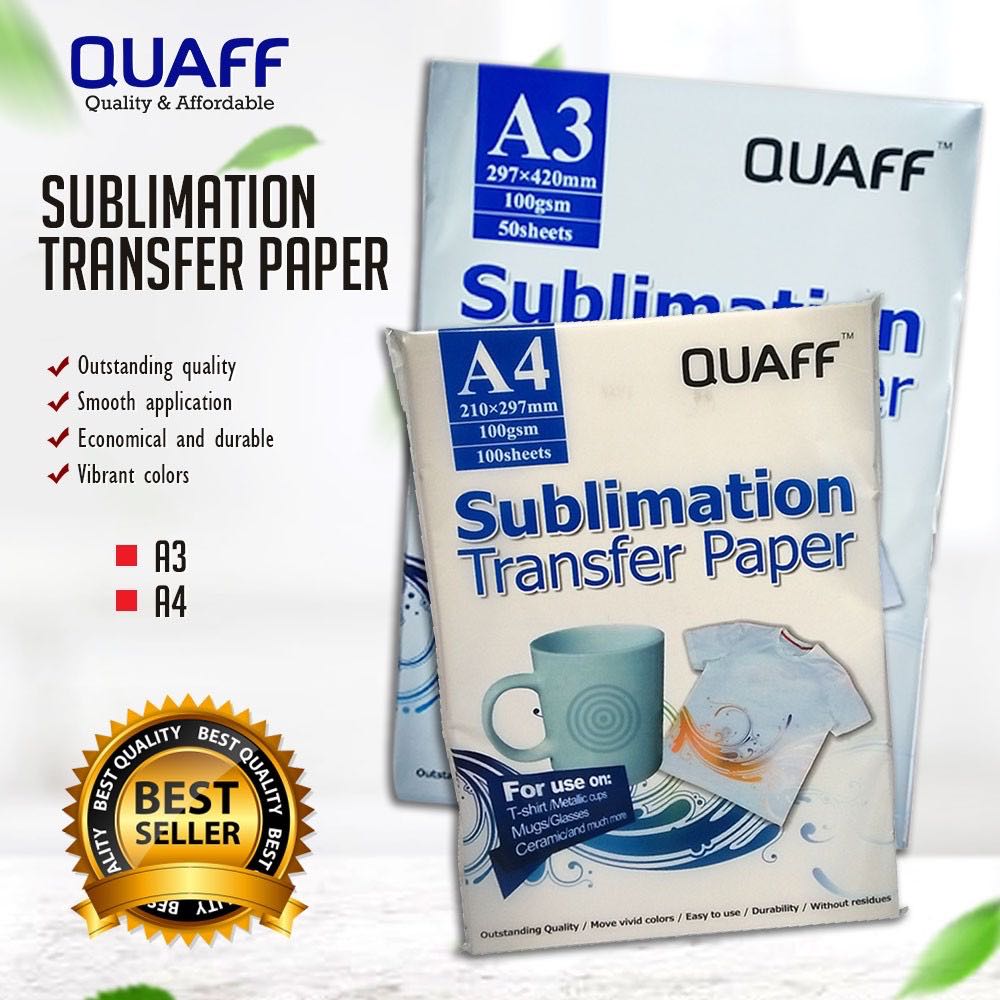 QUAFF Sublimation Transfer Paper 100GSM, - Quick Dry Sublimation Paper A4  (100 sheets) // A3 Size ( 50 sheets)