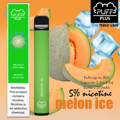 Puff Plus Disposable Pod Device Electronic Cigarettes 5% Saltnic 800 Puffs (MELON ICE)