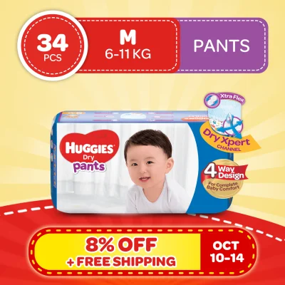 NEW! Huggies Dry Pants Medium - (34 pcs)