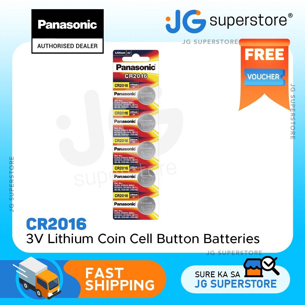 Panasonic CR2016 3V Lithium Battery 5-Pack