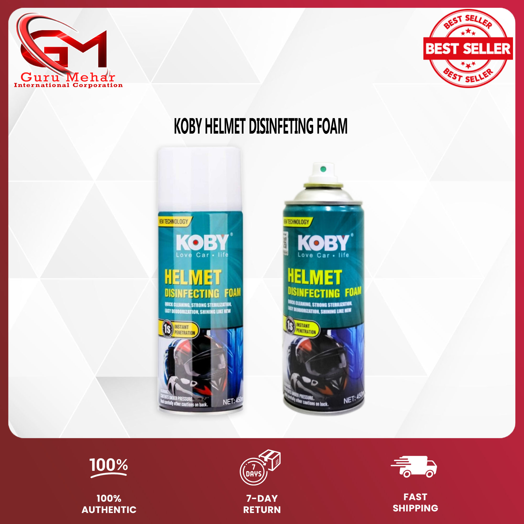 KOBY (Motorcycle Accessories) Helmet Deodoriser Spray ,Disinfectant