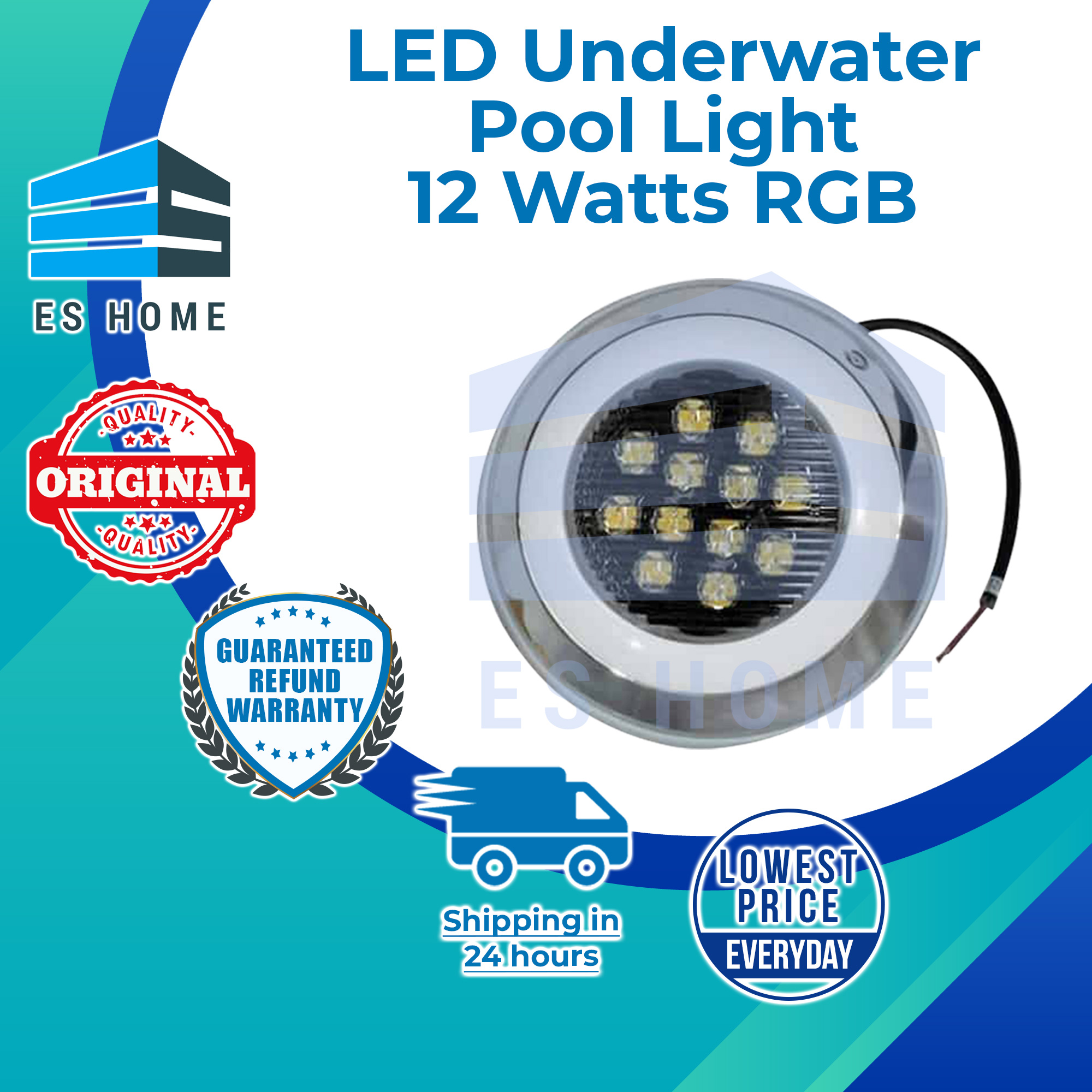 LED Underwater Pool Light 12 Watts RGB, Pool Lighting, Ecoshift