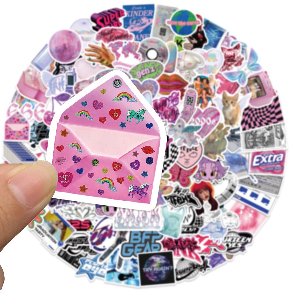 50PCS Vintage Laser Leopard Love Y2k Stickers Aesthetic Sticker Decal