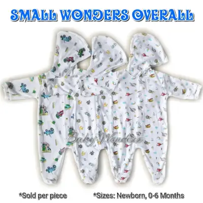 Small Wonders Infant Hooded Overall Frogsuit Onesie Bodysuit Jumpsuit for Printed Newborn Essentials Cotton Frog Suit - FOR BOYS
