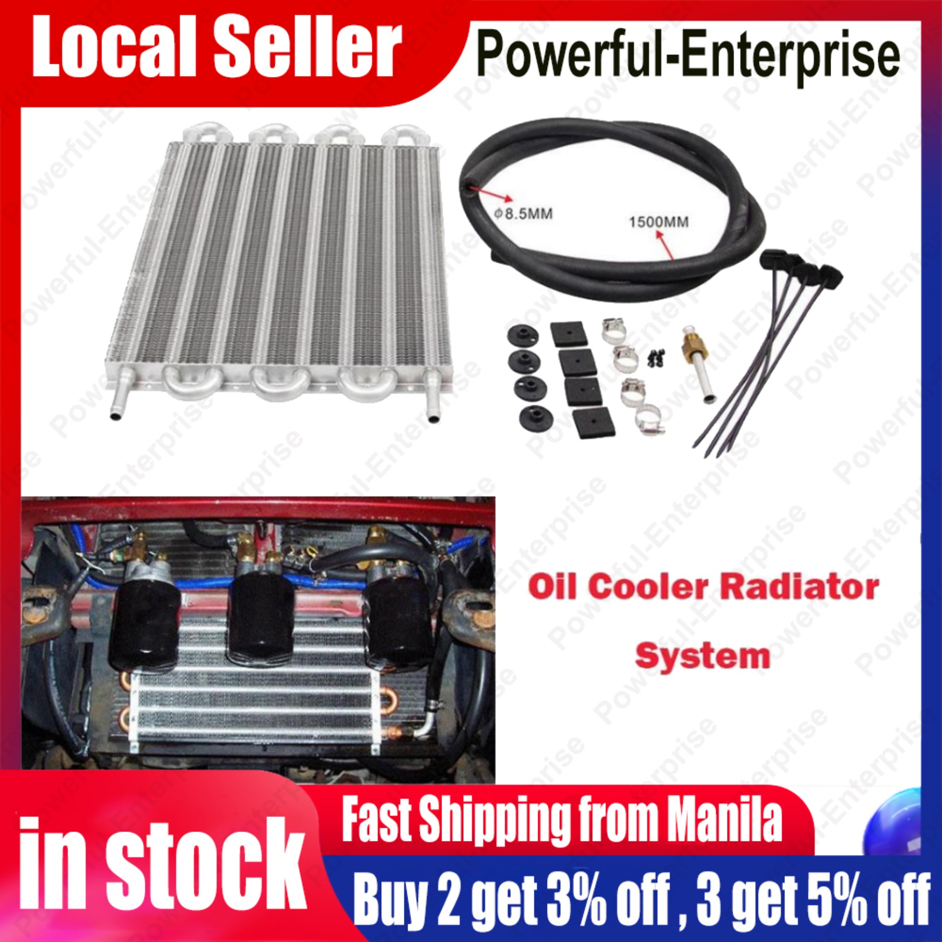 Universal Car 8 Row Remote Transmission Oil Cooler Kit Auto-Manual Radiator Converter 