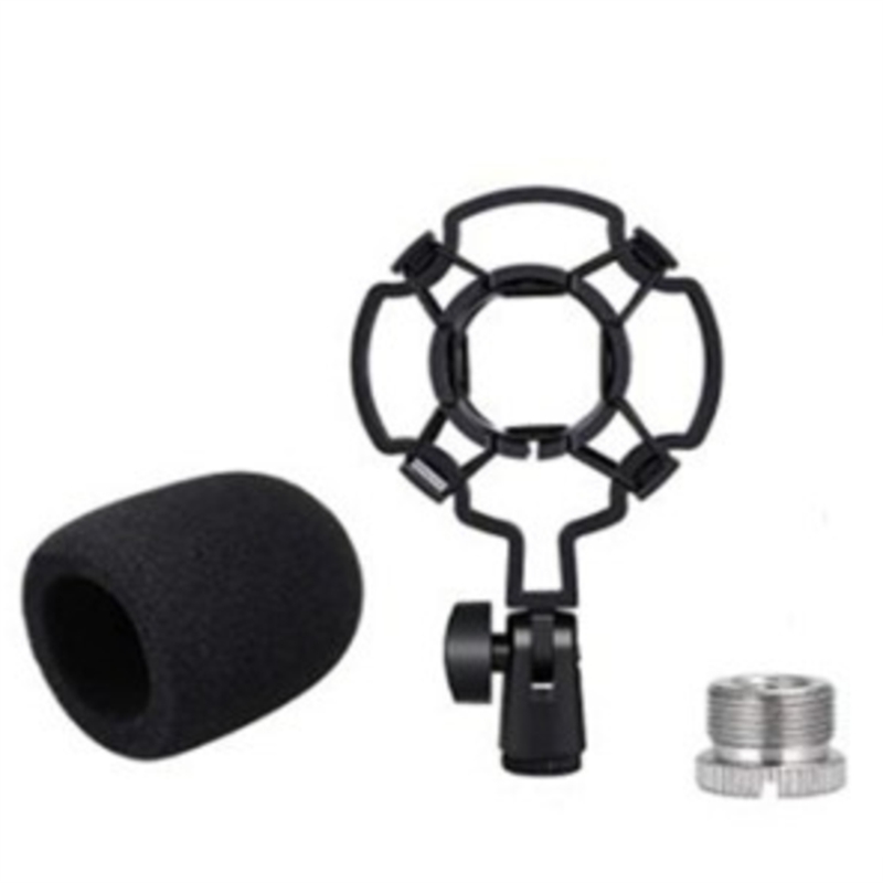 Microphone Shock-Absorbing Bracket,with Microphone Spray-Proof Foam Cover and 5/8 to 3/8 Screw Adapter,for Various Mics
