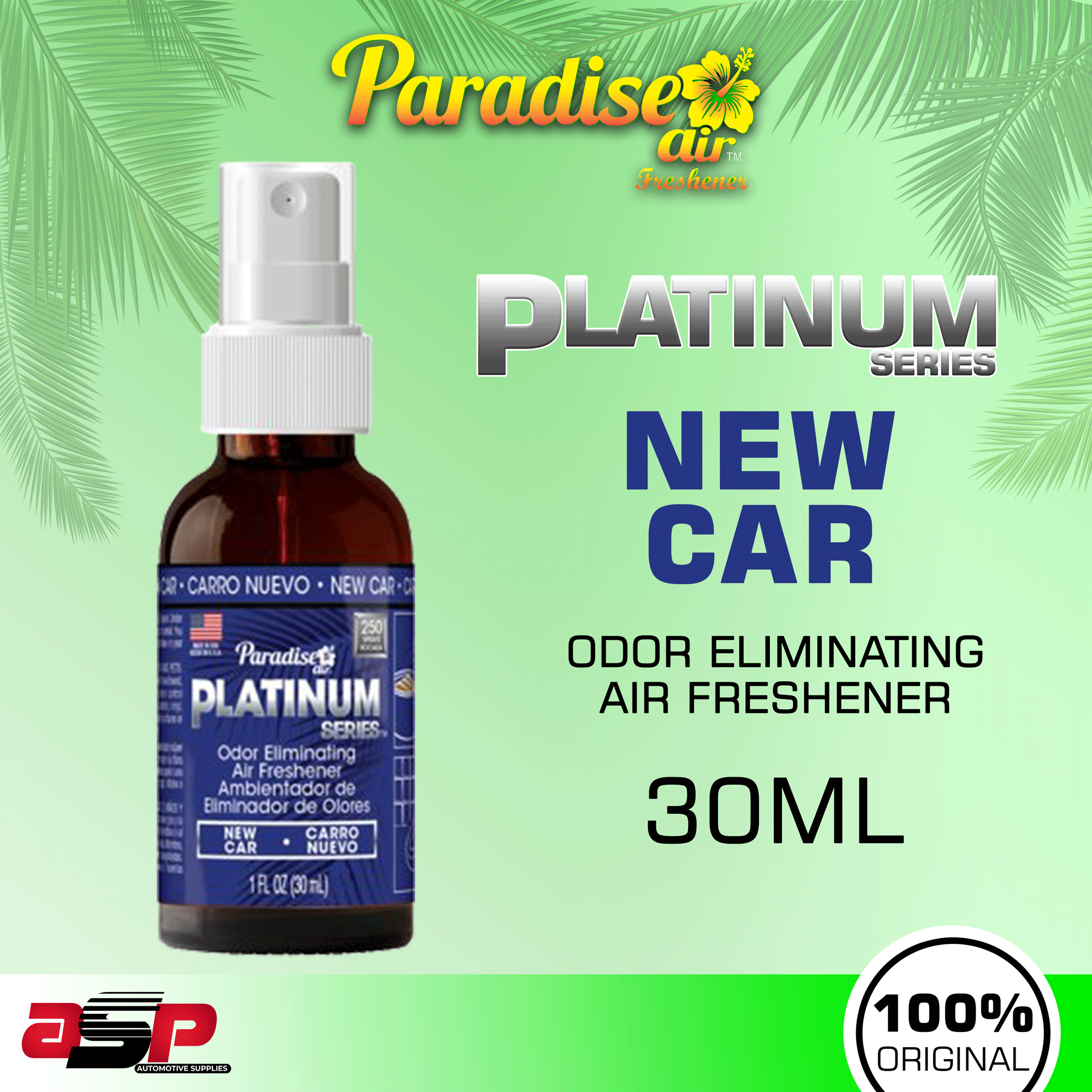 4 Paradise Platinum Air Freshener Spray Odor Eliminator Car