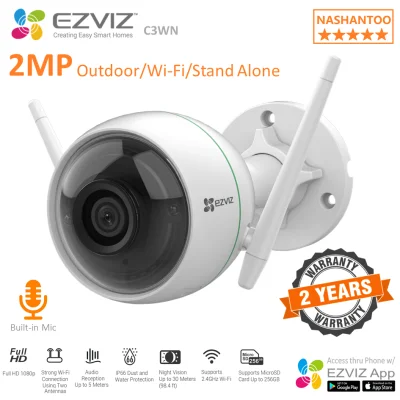 Ezviz (Hikvision Sister Company) C3WN 2MP 2.8mm IP66 HD Outdoor Stand Alone CCTV Wi-Fi Camera Home Mobile Internet Smart Network Camera with IR Night Vision, Built-in Mic, Dual External Wifi Antennas & Motion detection NASHANTOO