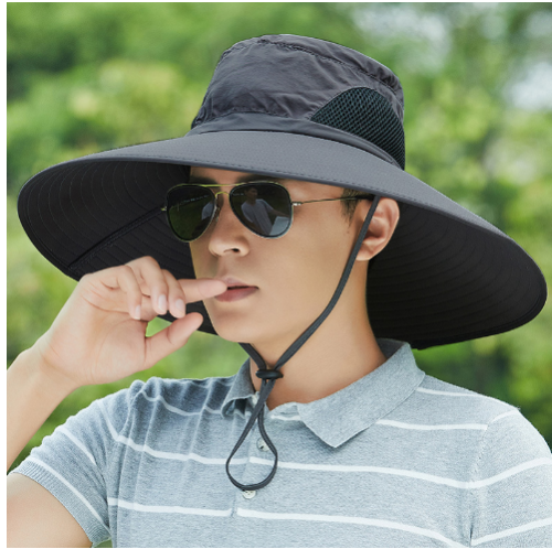 15cm Large Brim Sun Hat Caps Sunscreen Hat For Men Sun Protection UV  Protection Fishing Hats Mountaineering and Hiking