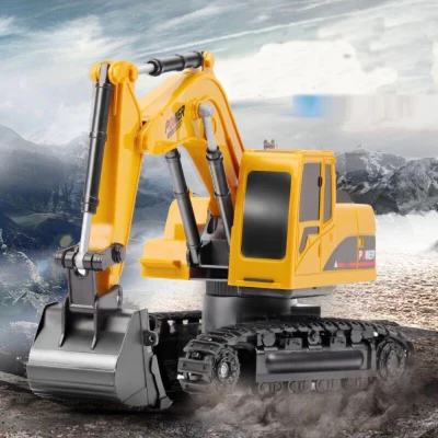 RC Excavator Toy 2.4Ghz 6 Channel 1:24 RC Engineering Truck Car Alloy and Plastic Excavator RTR for Kids Birthday Gift