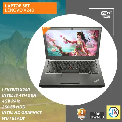 LAPTOP LENOVO X240 INTEL CORE i3 4TH GEN / 4GB RAM/ 250GB HDD/ INTEL HD GRAPHICS/ 12.5 INCHES/ WINDOWS 10/ LOWEST PRICE/GOOD FOR ONLINE CLASS