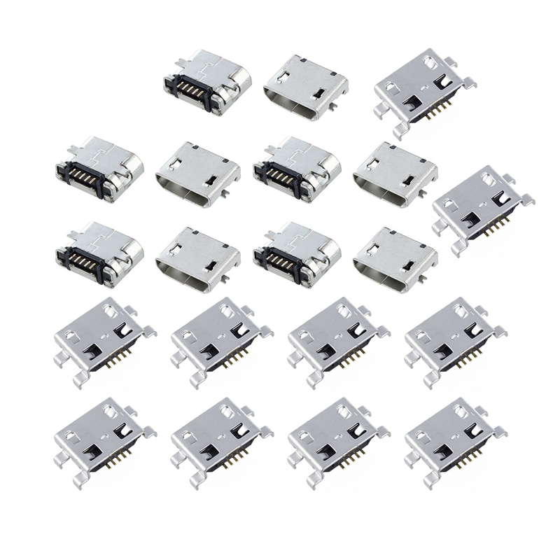 20 Pcs B Micro-USB 5 Pin เบ้าปลั๊กตัวเมีย Charger Mount Receptacle Connector 10 Pcs 8X6X3Mm & 10 Pcs 11X7X2มม.