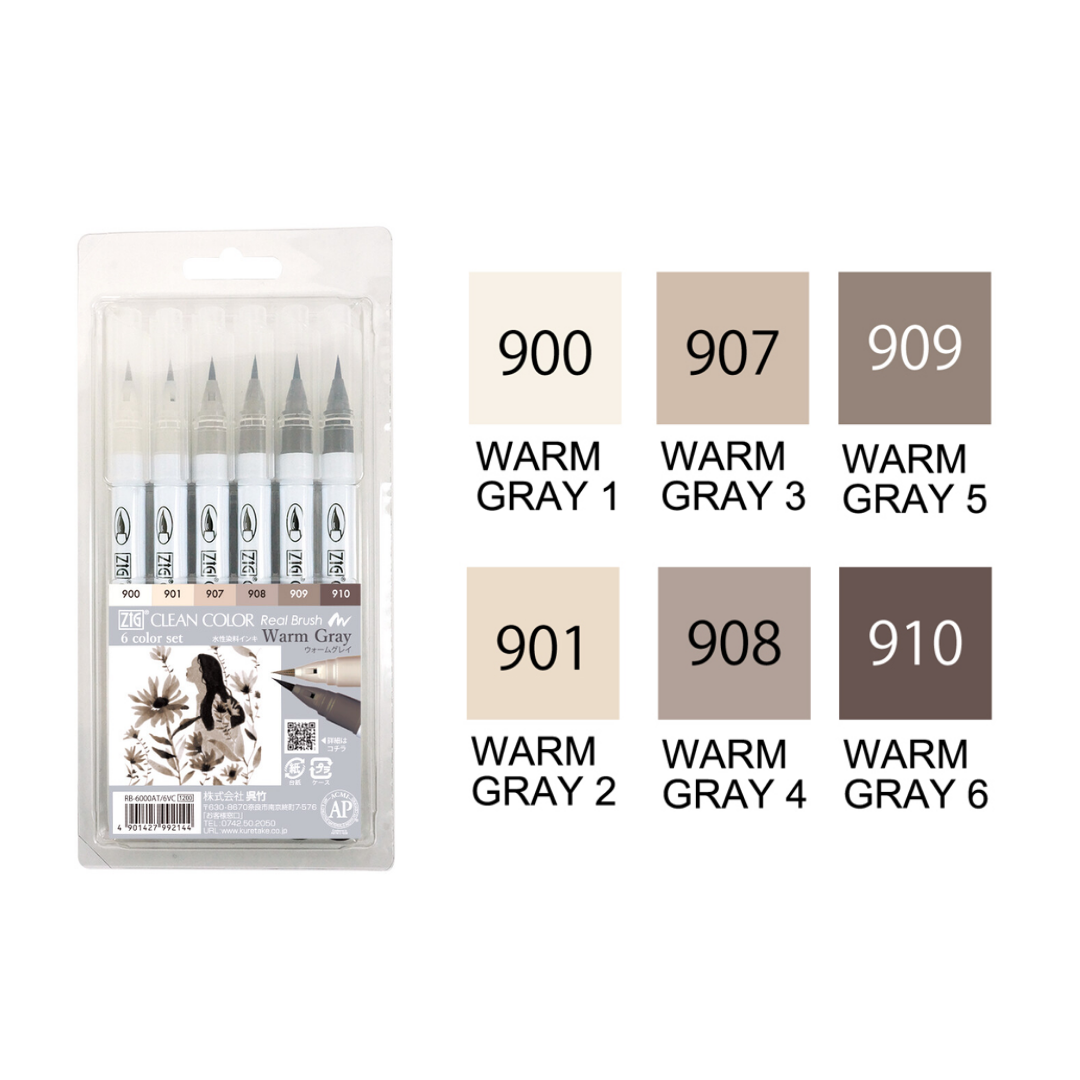 Zig Clean Color Real Brush Marker Warm Gray 3 907